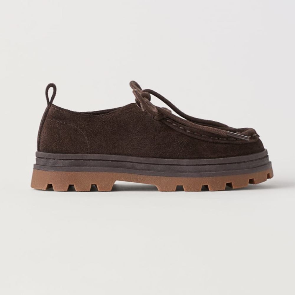 Zara Dark Brown Leather Lace-Up Shoes - Picture 5 of 7